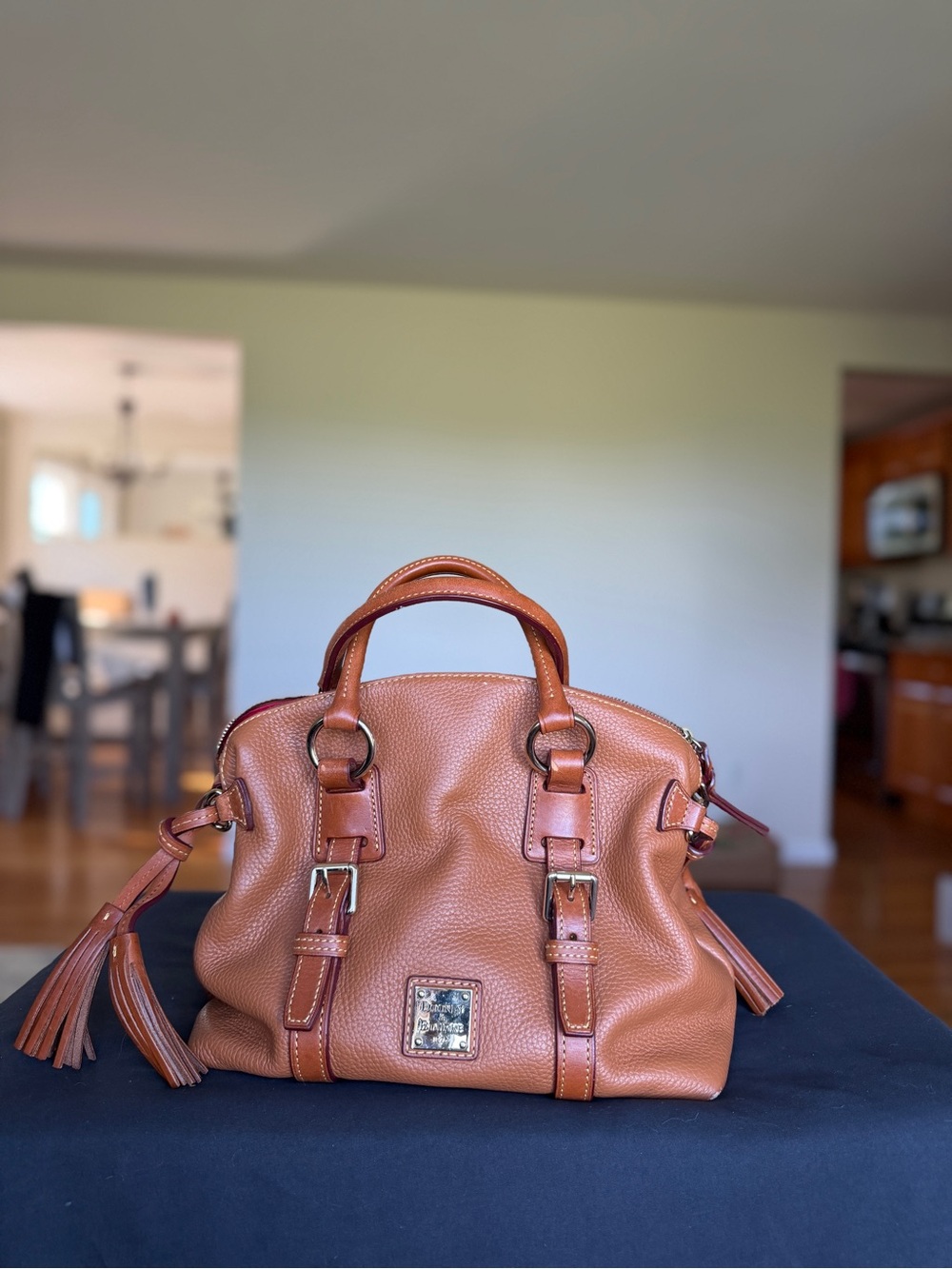 Dooney & Bourke Cognac Brown Pebbled Leather Satchel